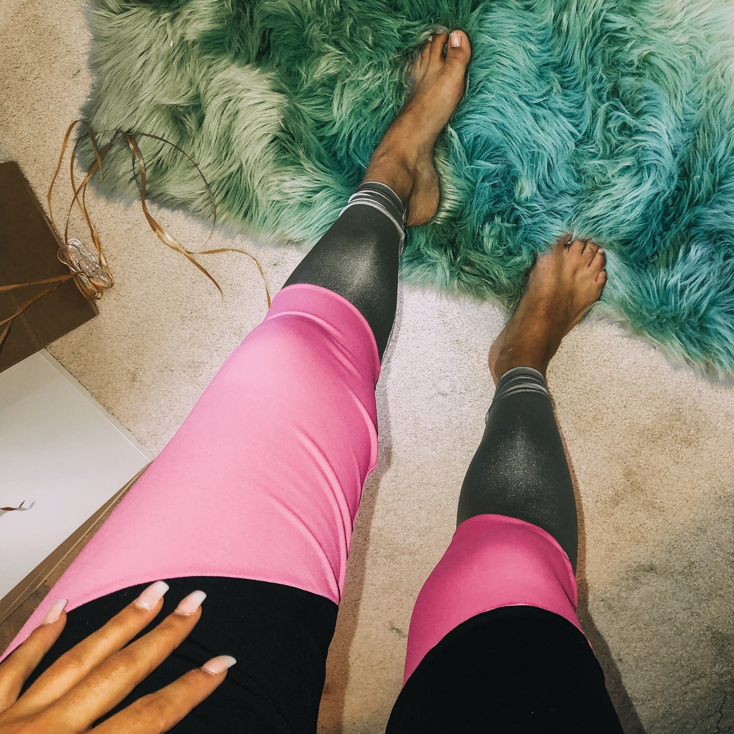 Pink Color block Leggings