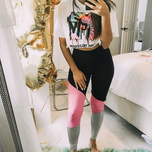 Pink Color block Leggings