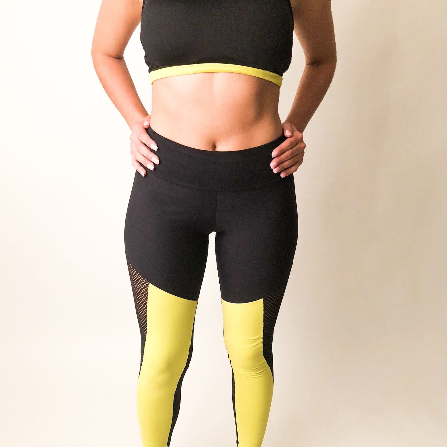 Black and Yellow mesh leggings